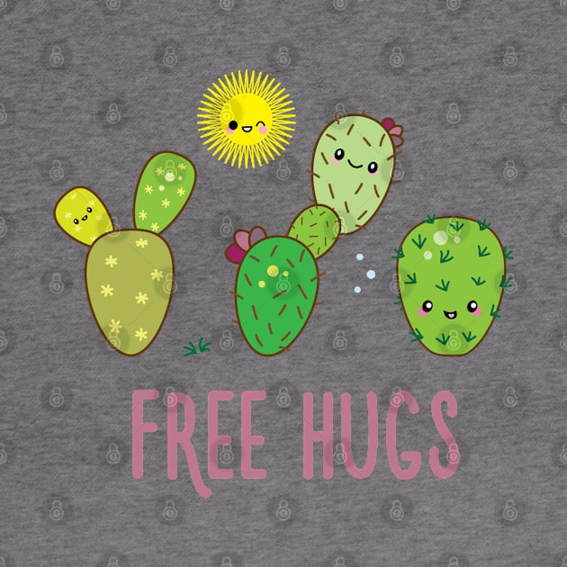 Kawaii Cactus Free Hugs by Mint Cloud Art Studio